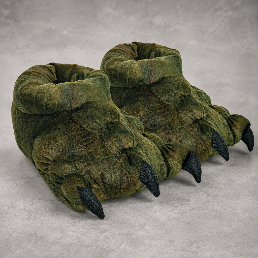Pantufa Garra Dinossauro Pelúcia Solado Tecido 🦕