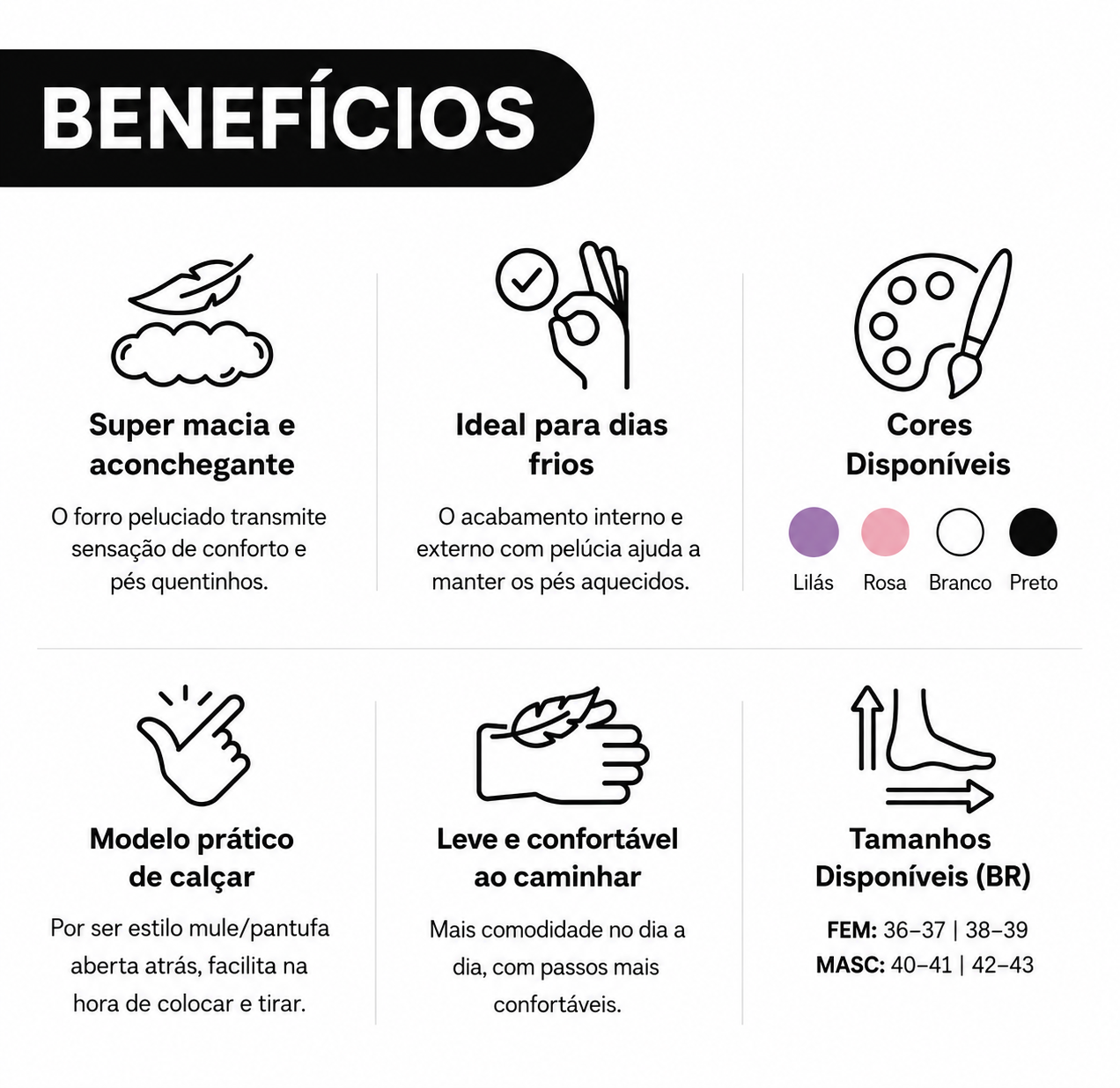 Pantufa Fechada Anatômica e Forrada Sport®